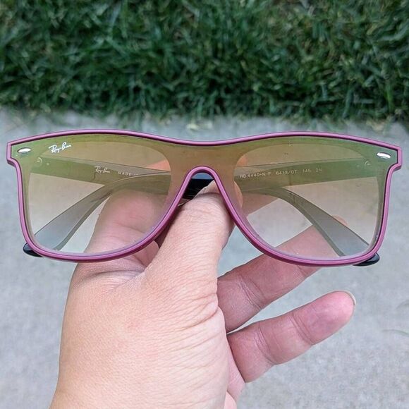 Ray-ban Blaze Wayfarer Dark Red Polished Bordeaux Sunglasses. RB4440NF - Picture 6 of 7